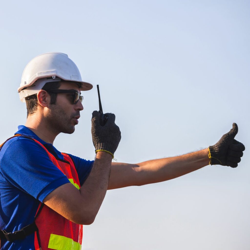 construction worker with radio
