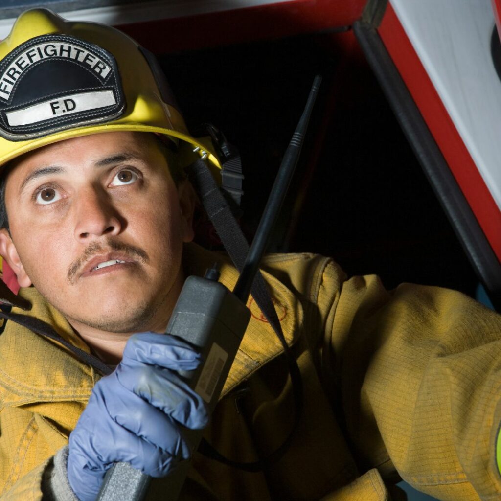 firefighter with radio