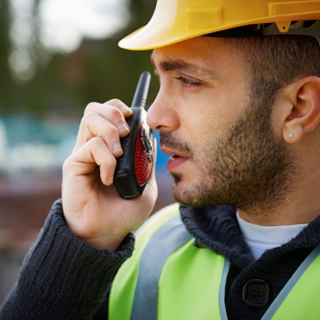 Man on a walkie talkie