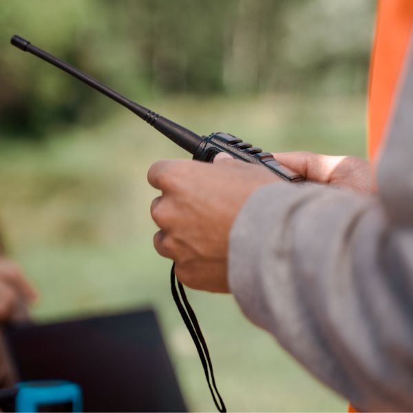 A man working with his radio