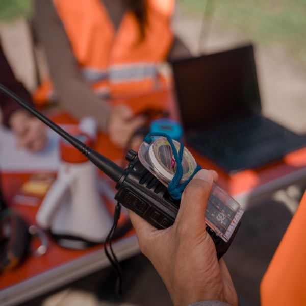 2-way radio on construction site