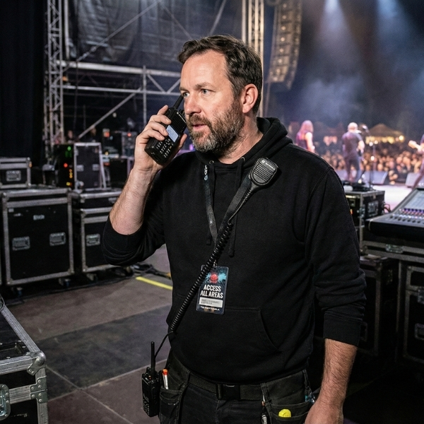 sound engineer backstage at a concert